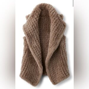 Soft Surroundings taupe plush faux fur drapey vest hook closure sz medium